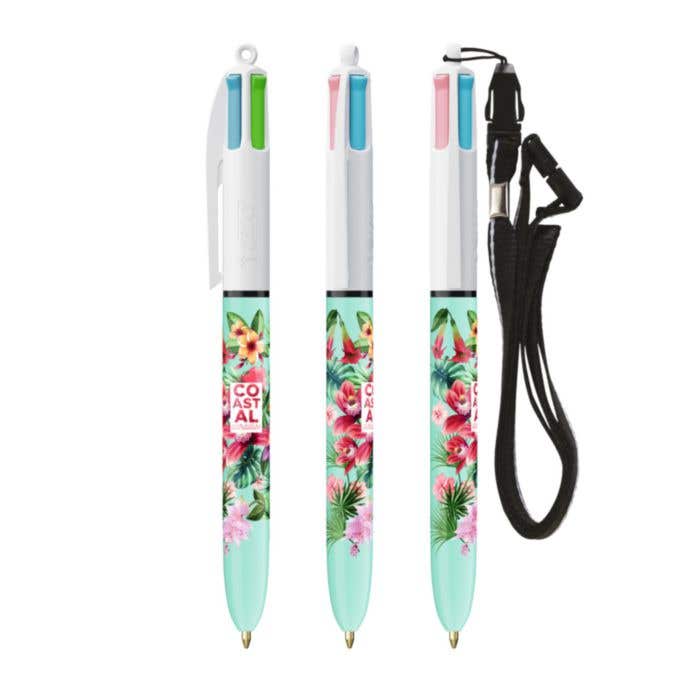 BIC® 4 Colours Fashion balpen met lanyard