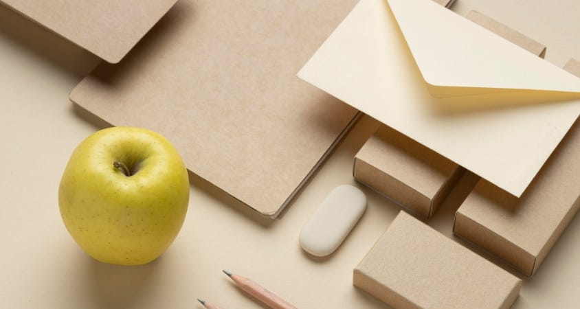 pomme, carnet, ecriture
