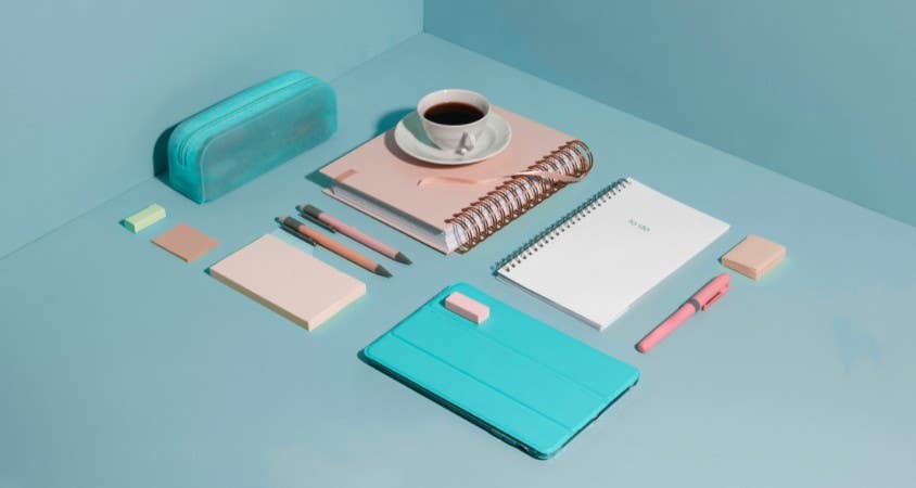 goodies, bureau, bleu